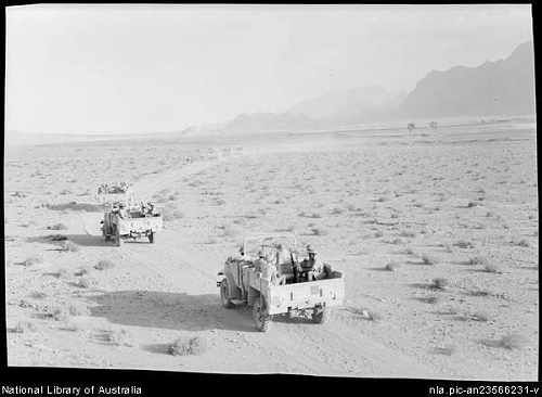 trucks of the anti-locust campaign at rayena sth persia.jpg