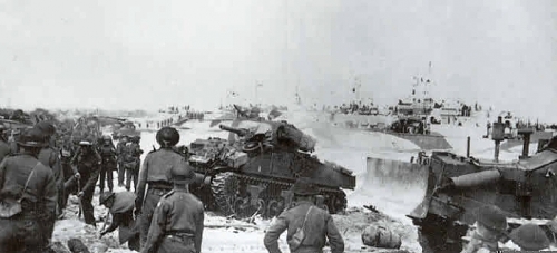 Juno Beach M4 and Armoured bulldozer.jpg